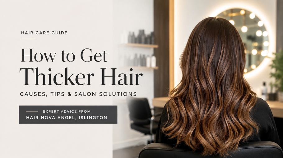 Full voluminous thicker hair styled at Hair Nova Angel Islington
